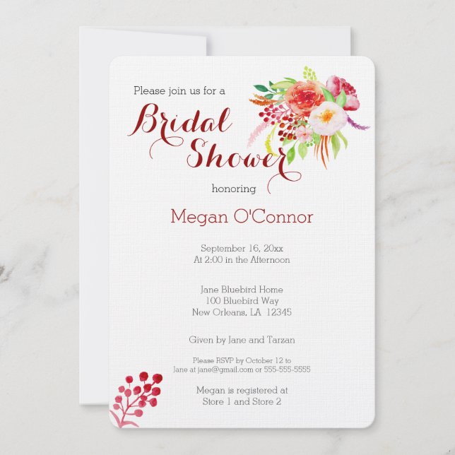 Convites Chá de panela de aquarela de queda rústica (Frente)