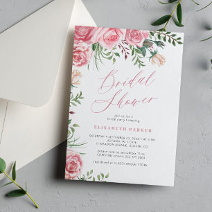 Convites Chá de panela de aquarela de rosas de jardim elega