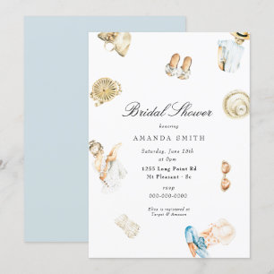Convites Chá de panela de Aquarela de Verão de Praia