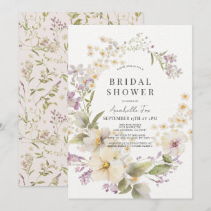 Convites Chá de panela de Aquarela Floral Branco e Puro
