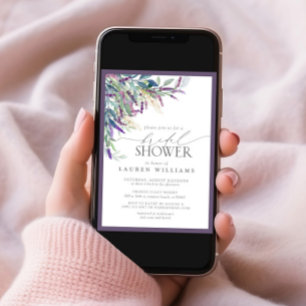 Convites Chá de panela de Aquarela Floral de Lavanda Elegan