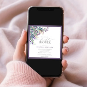 Convites Chá de panela de Aquarela Floral de Lavanda Elegan