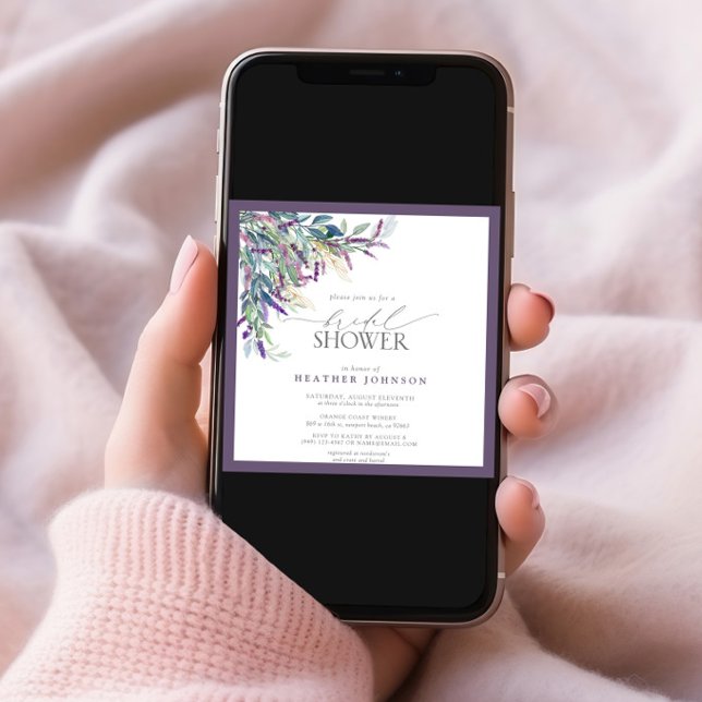 Convites Chá de panela de Aquarela Floral de Lavanda Elegan (Criador carregado)