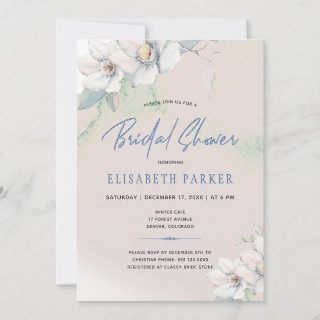 Convites Chá de panela de aquarela floral elegante de inver (Frente)
