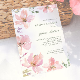 Convites Chá de panela de Aquarela Floral Elegante Primaver