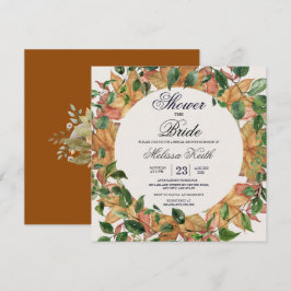 Convites Chá de panela de Aquarela Floral Laranja Verde