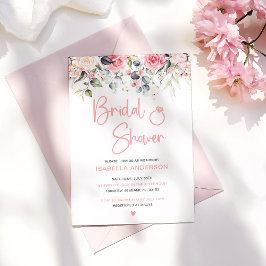 Convites Chá de panela de Aquarela Floral Rosa Elegante