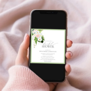 Convites Chá de panela de Aquarela Orquídea Tropical Elegan