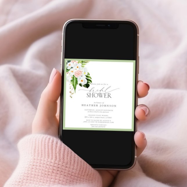 Convites Chá de panela de Aquarela Orquídea Tropical Elegan (Criador carregado)