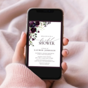 Convites Chá de panela de Aquarela Púrpura Elegante