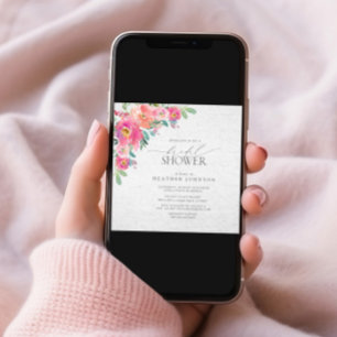 Convites Chá de panela de Aquarela Rosa Quente Floral Elega