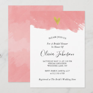 Convites Chá de panela de Aquarela Rosa Simples e Elegante