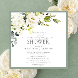 Convites Chá de panela de Aquarela Verde da Cinza Branca El