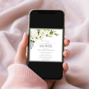 Convites Chá de panela de Aquarela Verde da Cinza Branca El