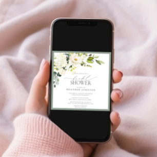 Convites Chá de panela de Aquarela Verde da Cinza Branca El