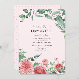 Convites Chá de panela de Aquarela Verde Rosa