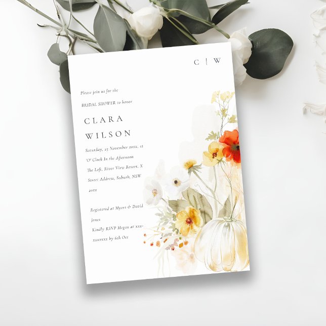 Convites Chá de panela de Aquarelas de Flor Selvagem (Criador carregado)