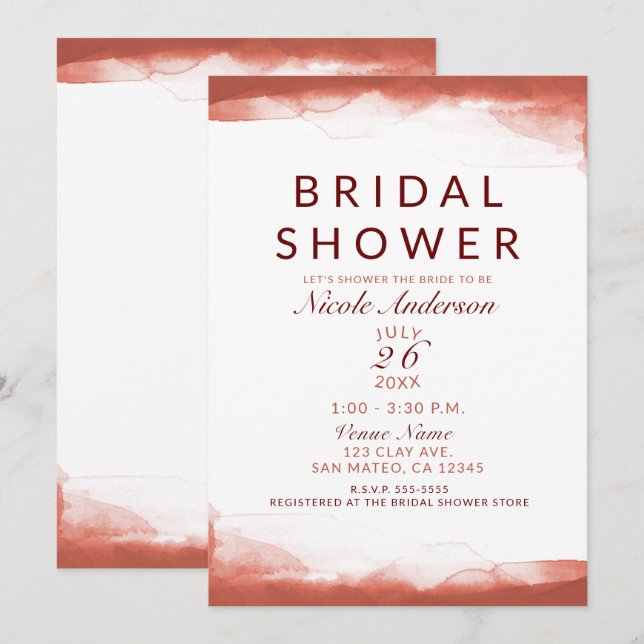 Convites Chá de panela de Aquecedro de Clareta Vermelha (Frente/Verso)