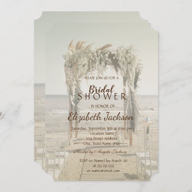 Convites Chá de panela de Arca de Casamento de Praia (Frente/Verso)