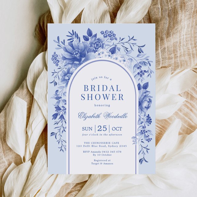 Convites Chá de panela de Arca de Chinoiserie Flor Branco A (Criador carregado)