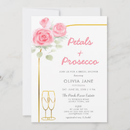 Convites Chá de panela de Arco de Rosas Dourados Prosecco