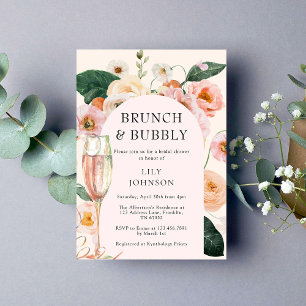 Convites Chá de panela de Arco Floral Brunch e Bubble