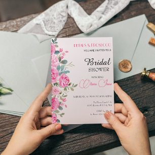 Convites Chá de panela de Arco Floral Cor-de-Água Rosa
