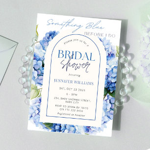 Convites Chá de panela de Arco Floral de Hydrangea Azul