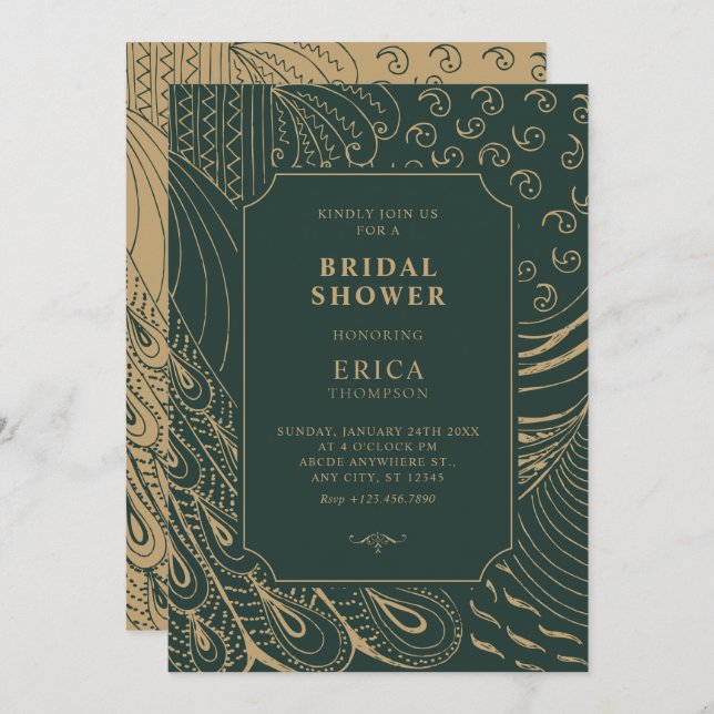 Convites Chá de panela de arte de enfeite (Frente/Verso)