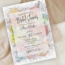 Convites Chá de panela de Arte Floral de Whimsy Watercolor