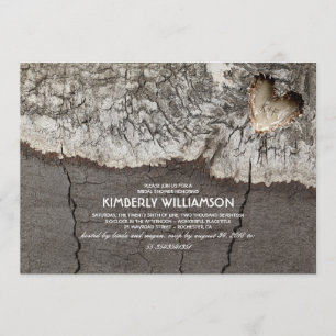 Convites Chá de panela de Árvore Cardíaca de Madeira Esculp