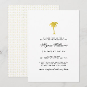 Convites Chá de panela de Árvore de Palma Dourada Elegant