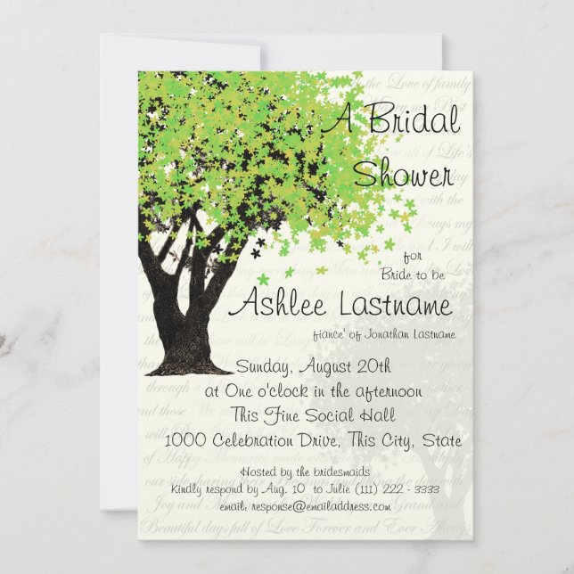 Convites Chá de panela de árvores de Blooms dançantes (Frente)