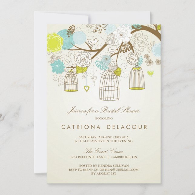 CONVITES CHÁ DE PANELA DE AVES AZUIS E AMARELO (Frente)