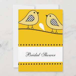Convites Chá de panela de Aves de Amor Amarelo Moderno