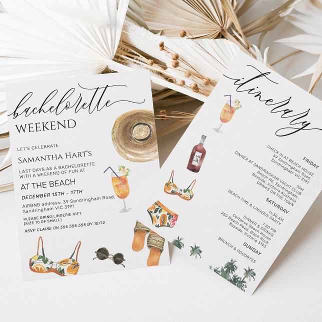 Convites Chá de panela de Bachelorette do Beach Weekend Awa (Criador carregado)
