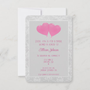 Convites Chá de panela de Balões de Coração Rosa