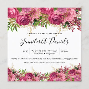 Convites Chá de panela de Bloom de Watercolor