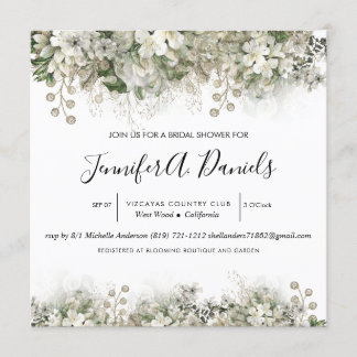 Convites Chá de panela de Bloqueio Branco da Watercolor