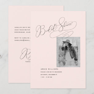 Convites Chá de panela de Blush de Fotografias B/W Elegant