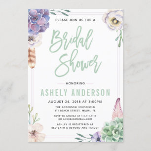 Convites Chá de panela de Boho do Succulent do deserto