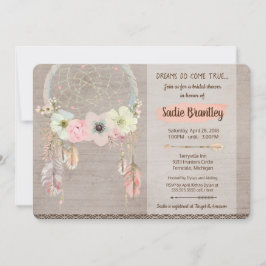 Convites Chá de panela de Boho, Dreamcatcher rústico