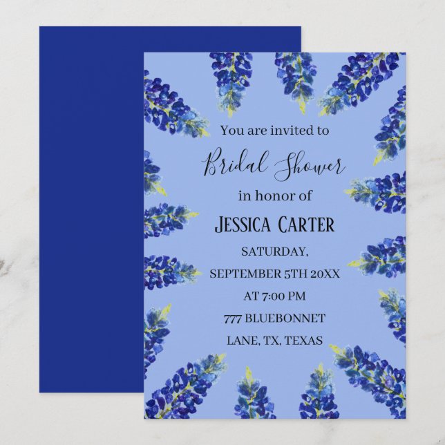 Convites Chá de panela de Boho Floral de Aquarela Bluetooth (Frente/Verso)