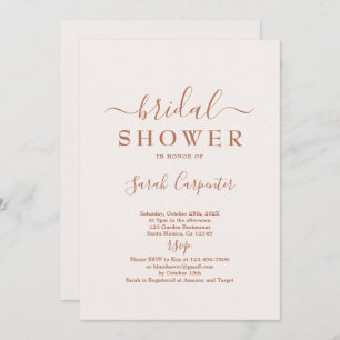 Convites Chá de panela de Boho Mínimo Rosa Pálido