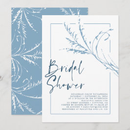 Convites Chá de panela de Boho Moderno Pampas Azuis