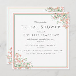 Convites Chá de panela de Boho Verde e Rosa Botânico