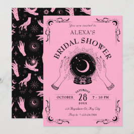 Convites Chá de panela de bola de cristal de lua rosa-negra