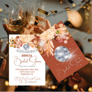 Convites Chá de panela de Bola de Disco Laranja Queimada Fl