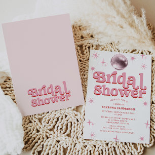 Convites Chá de panela de Bola de Disco Vermelho Cor-de-Ros