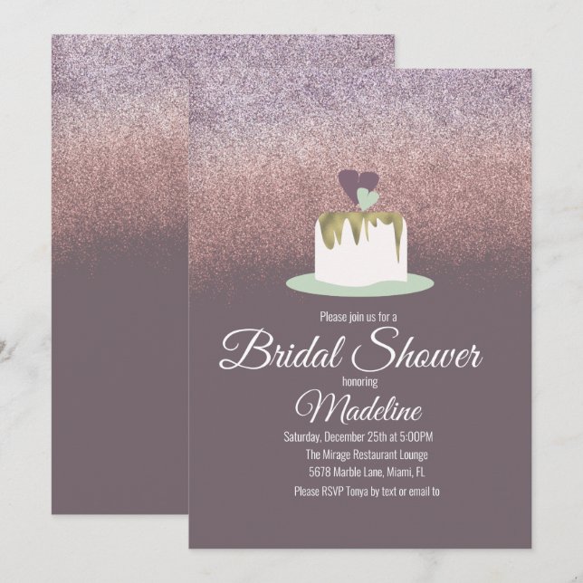 Convites Chá de panela De Bolo De Bolo De Foil Com Largura (Frente/Verso)